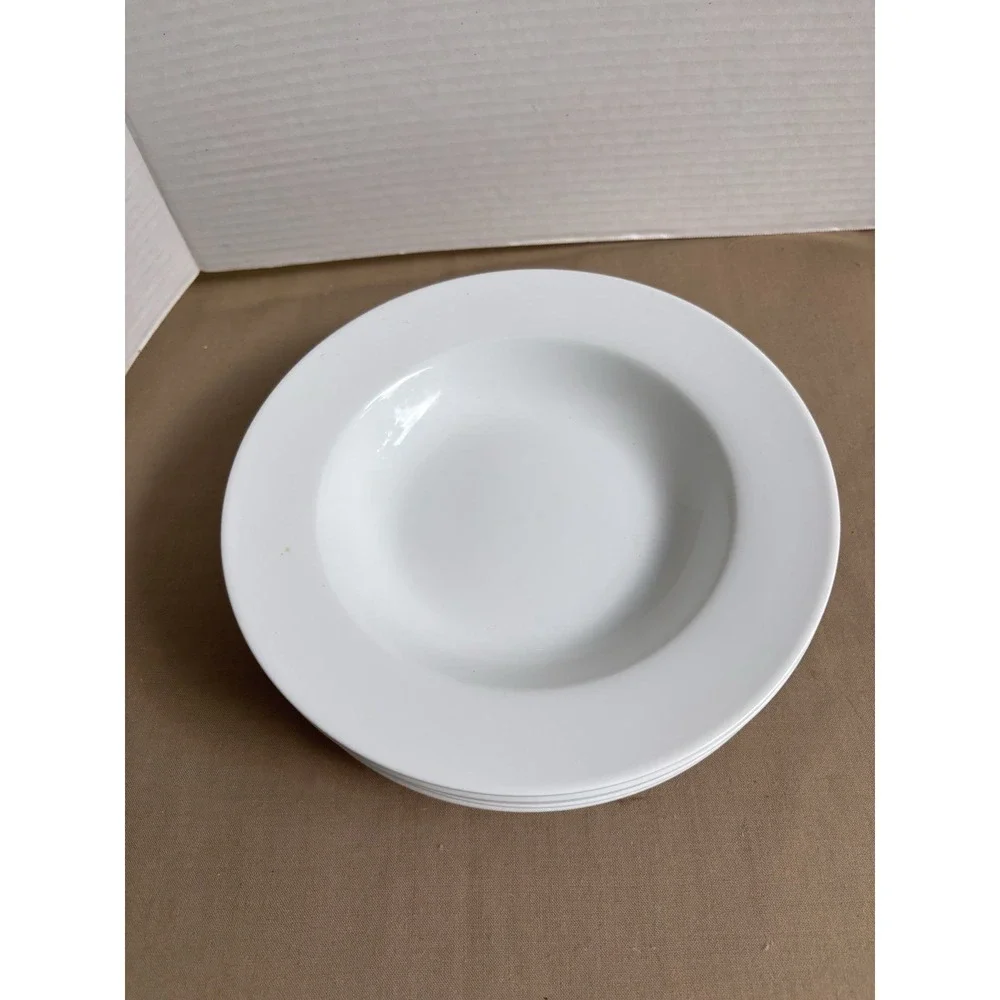 Set Of 5 Fitz And Floyd Porcelain Gourmet Rimmed Soup Bowls Everyday White